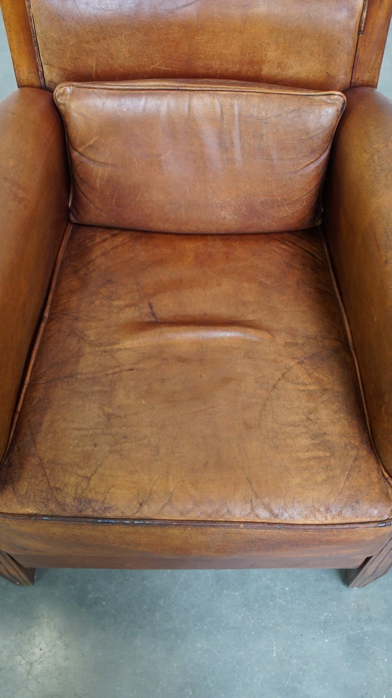 Image 1 of 2 X Sheep Leather Armchair With Decorative Cushion