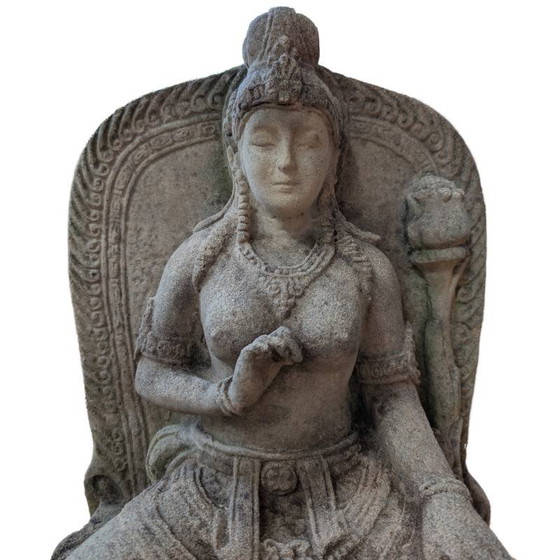 Statue javanaise en grès sculptée à la main - Déesse Tara - Style Majapahit - 60cm – Sculptures, Aziatisch (photo 7 of 7)