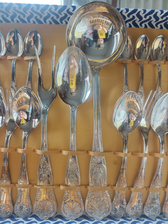 Image 1 of Elegante juego de cubiertos plateados de 70 piezas – Decoración clásica Rocaille/Shell