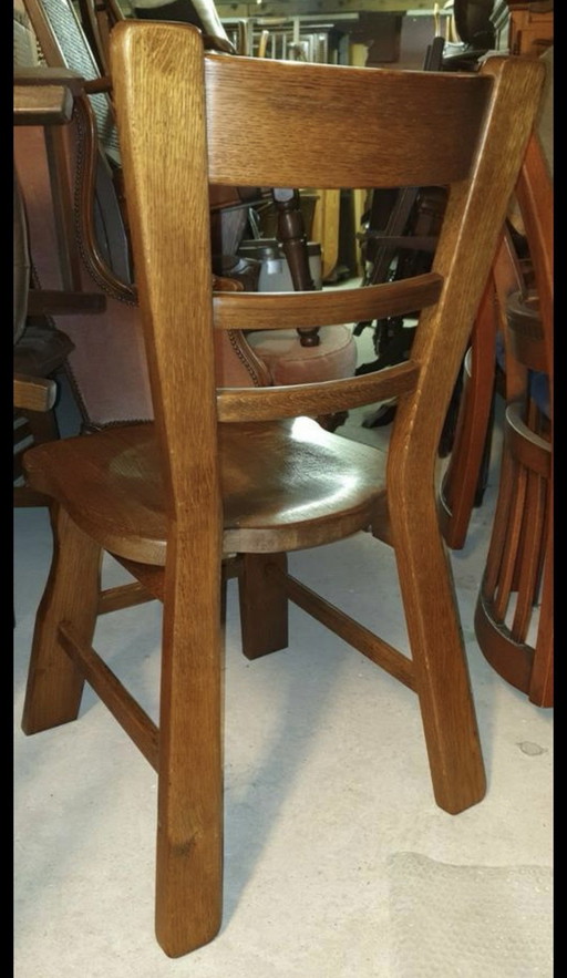 6 chaises de salle à manger brutaliste en chêne