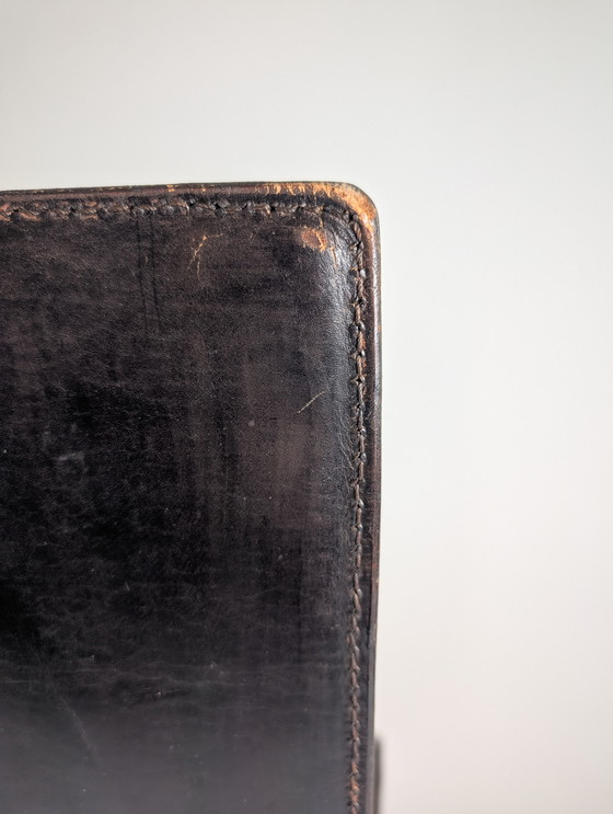 Image 1 of Lounge Chair italiana in pelle nera e cromo anni '80