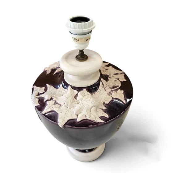 2 x große Kostka florale Keramik Vasenlampe / 1970er / Frankreich – Tischlampen, Ceramic (photo 2 of 12)