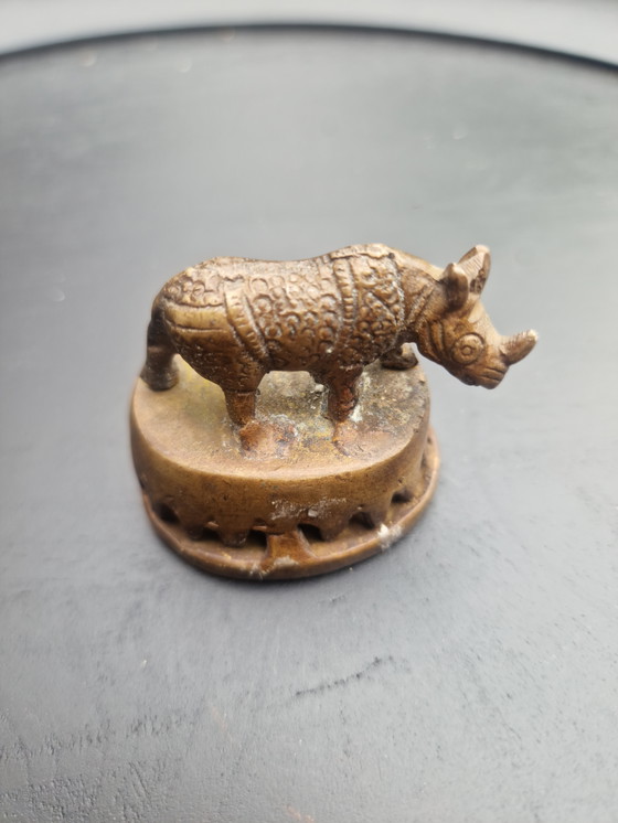 Image 1 of Campana de rinoceronte de bronce de África Occidental (estilo Akan/Benin)