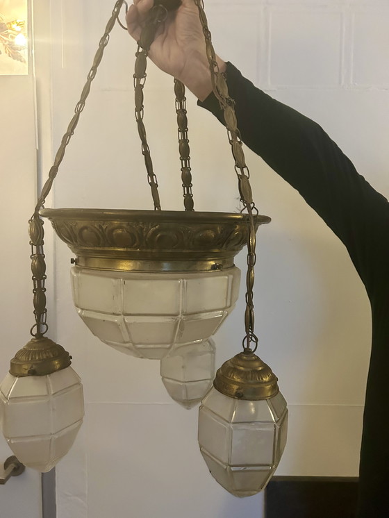 Image 1 of Art deco kroonluchter, glas