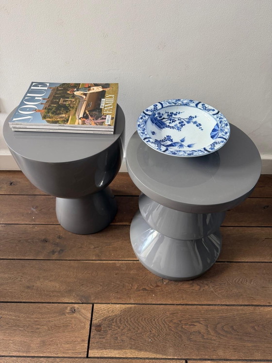 Set grauer Pols Potten Hocker / Zickzack / Tip Tap Hocker grau POLSPOTTEN – Beistelltische, Polyester (photo 5 of 8)