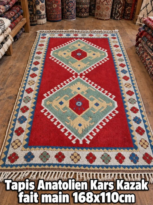 Anatolischer Kars Kazak Handgeknüpfter Teppich 168x110cm