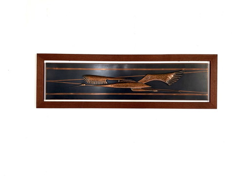 Vintage handmade copper wall panel '70