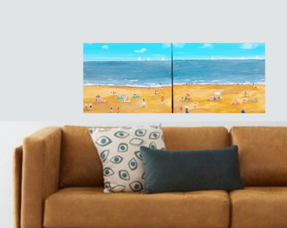 Image 1 of Cuadros de playa/mar de dos paneles