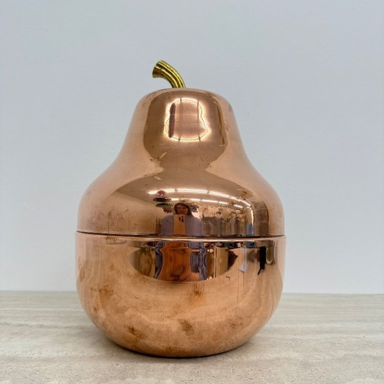 Image 1 of Secchiello per il ghiaccio vintage Raymor a forma di pera, in rame, per champagne e vino, Italia, anni '70.