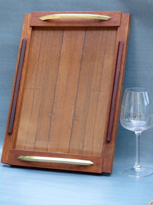 Tray wood and brass vintage – tafelaccessoires, Glass (photo 2 of 6)