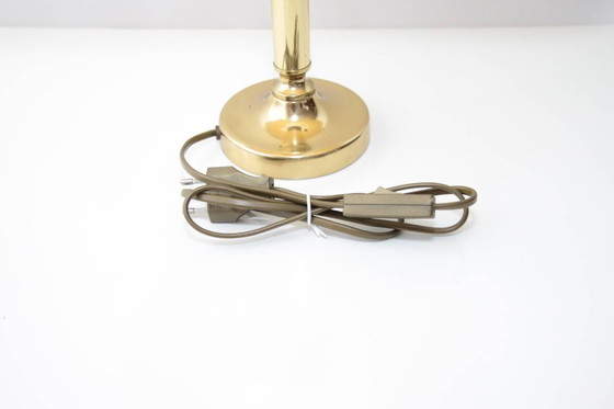 Image 1 of Brass table lamp with fabric border, 43cm, 90s vintage