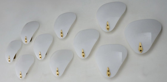 Driehoekige wandlampen van acryl en messing, Wit, Vintage (foto 9 van 9)