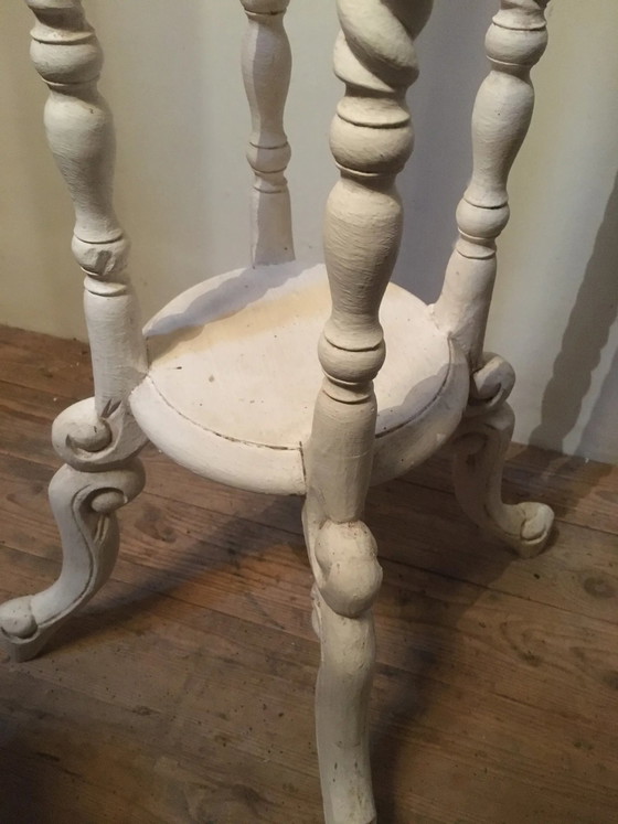 Tabouret en bois patiné blanc – Tables d'appoint (photo 5 of 8)
