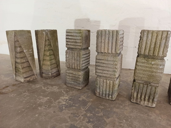 Image 1 of 6 vintage brutalistische plantenpotten