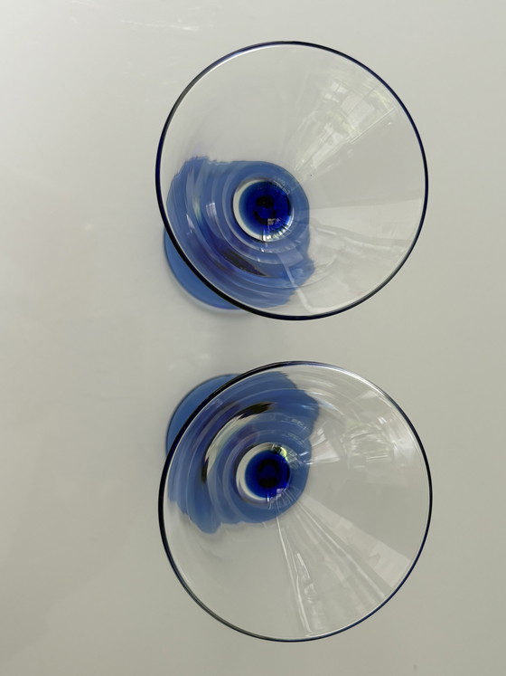 Image 1 of Set van twee 1980’s martini-glazen in Memphis-stijl van Liberty Glass