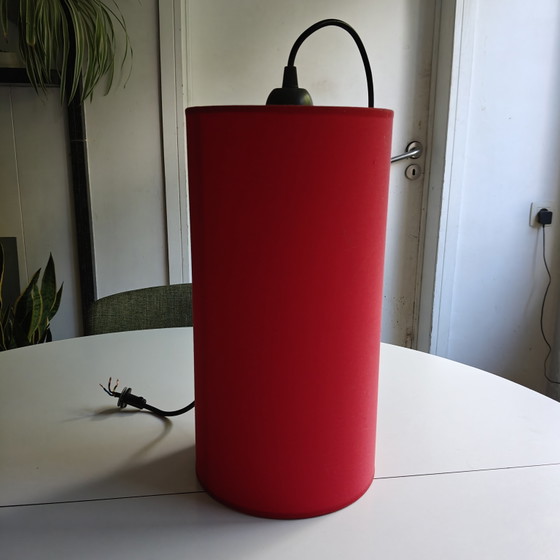 Image 1 of Rode hanglamp Ø18 – Rode stoffen kap