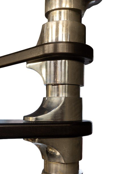 Image 1 of Roger Tallon. Wenteltrap van aluminium en mahoniehout. Circa 1970.