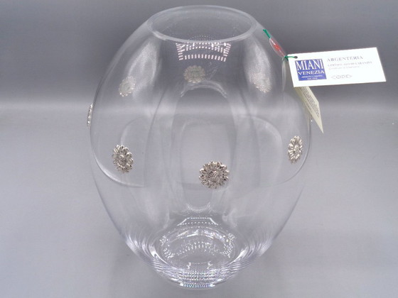Image 1 of Glass Vase with 925 Silver Flowers