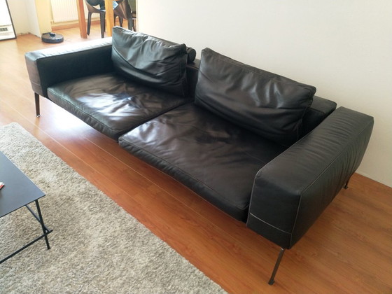 Flexform Lifesteel black leather 2-seater sofa and armchair, 2 seaters, Metal, Modern (photo 8 of 12)