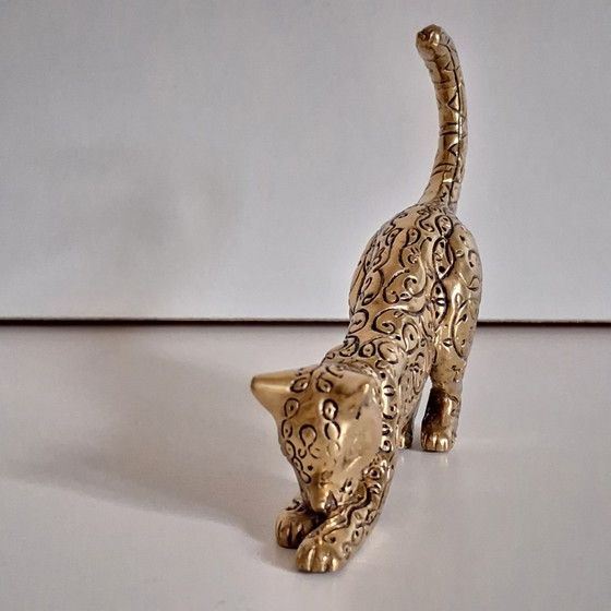 Messingkatzenfigur, The Franklin Mint – Dekorative Objekte, Brass (photo 2 of 5)