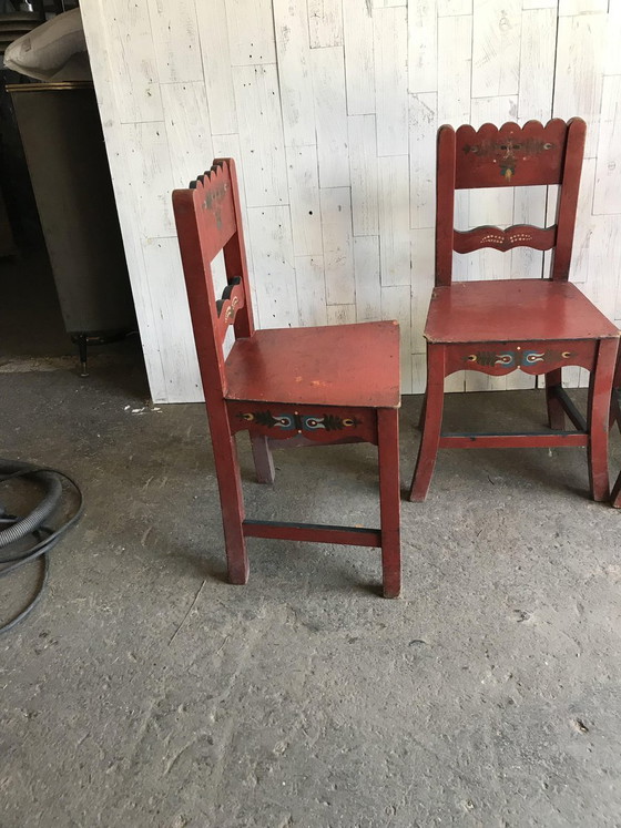 Antique Painted Wooden Dining Chairs, Set of 4 (photo 3 of 11)