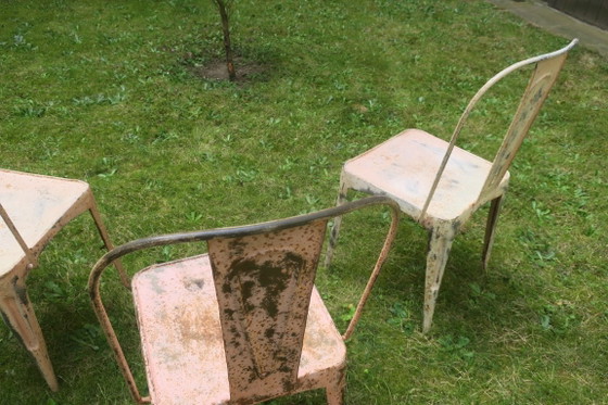 Set van 3 Art Nouveau Tolix geïnspireerde bistro-tuinstoelen – Metal (photo 6 of 10)
