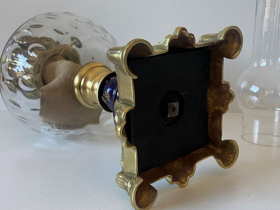 Image 1 of Lámpara de aceite francesa antigua, finales del siglo XIX, Jean Ristelhueber, París, bronce