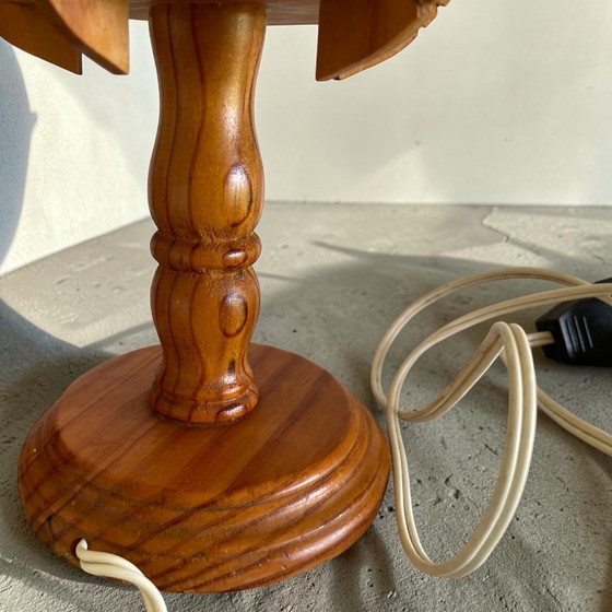 Image 1 of Lampes de table en bois et paille, style campagnard portugais, années 1960, lot de 2