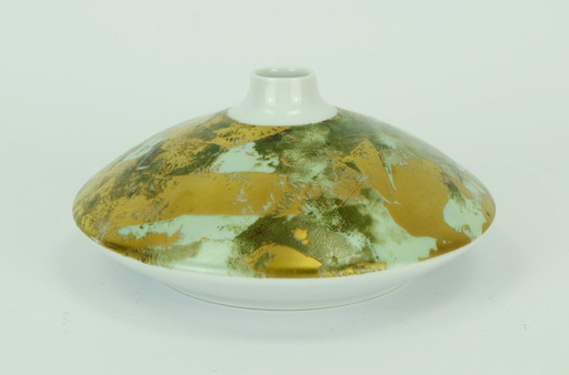 hutschenreuther porzellan ufo vase 1980er modell 6002 abstraktes graffiti dekor