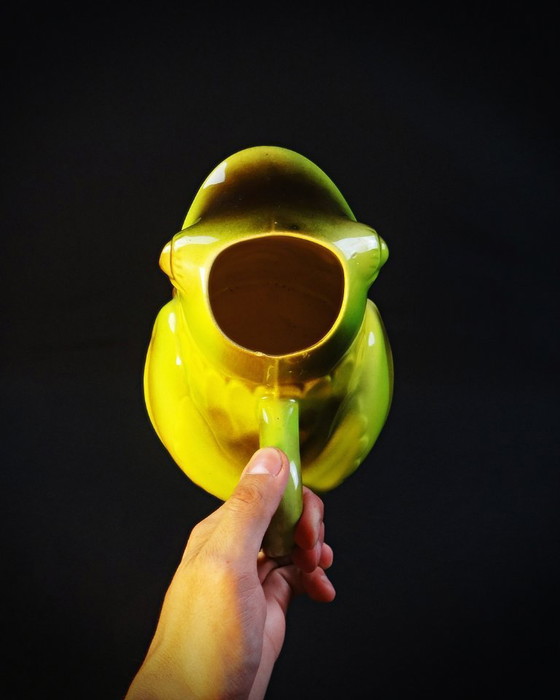 Image 1 of Brocca a rana in barbotine policrome firmata Salins Vintage anni '60