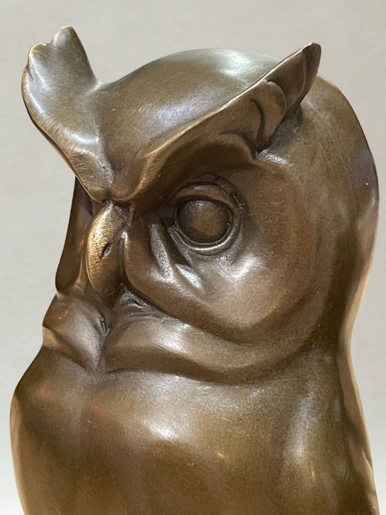 Image 1 of Art Deco Bronze Owl – Signed C. Potter – Guaranteed Paris Bronze – Book Base