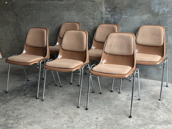 Image 1 of 6x Space Age Drabert stacking chairs – vintage chrome shell