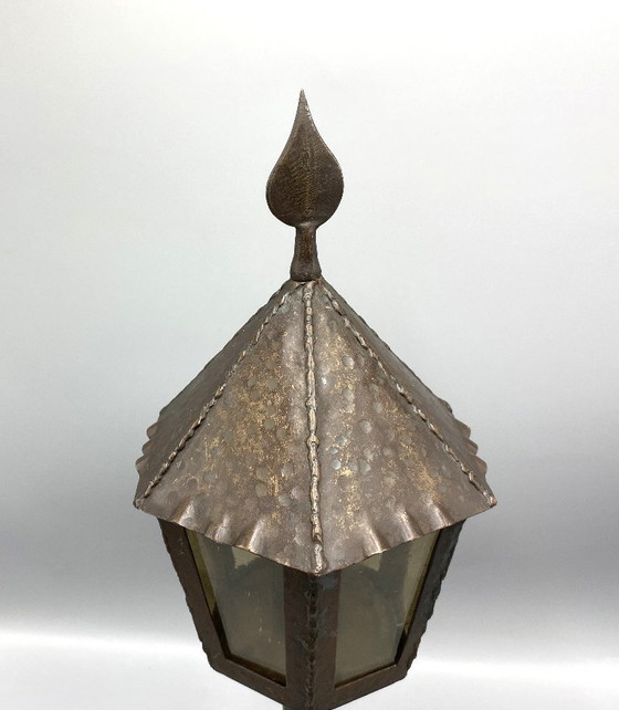 Image 1 of Vintage handgesmede smeedijzeren vuurtoren tafellamp – Rustieke 