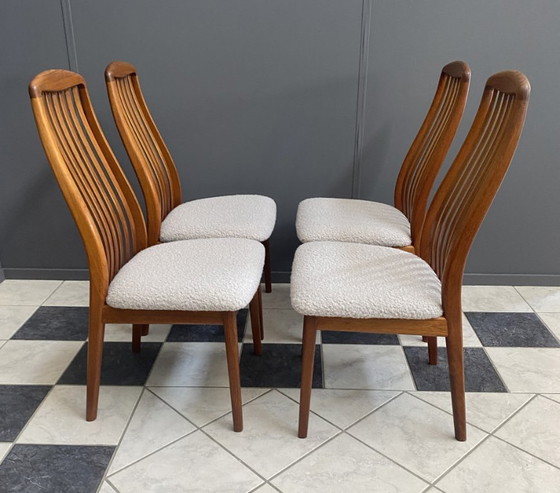 Image 1 of Set of 4 Kai Kristiansen dining chairs 1960s  in White Boucle