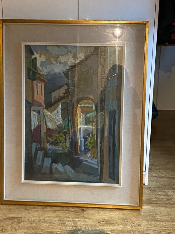Quadro olio su tela  Paesaggio Vicolo Aldo Mari – Dipinti e disegni, Altro, Tessile (photo 5 of 5)