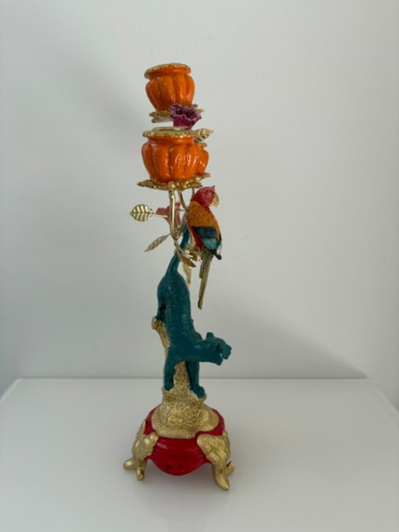 Candelabro ecléctico con tigre y loro – Portavelas, Plastic, Metal (photo 10 of 15)