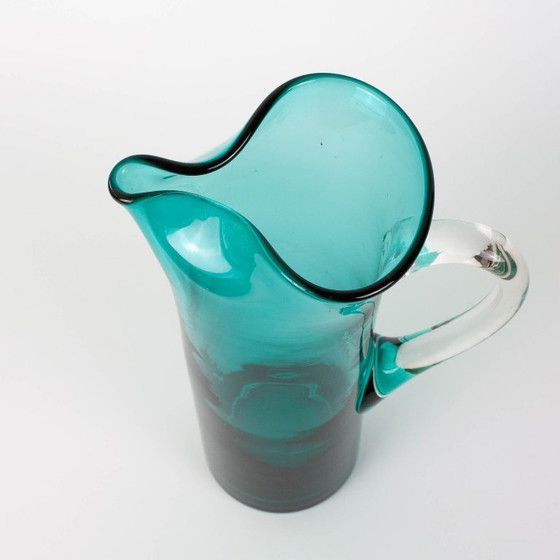 Jarra de cristal turquesa portuguesa de la década de 1960 – Vasos y jarras, Glass (photo 8 of 15)
