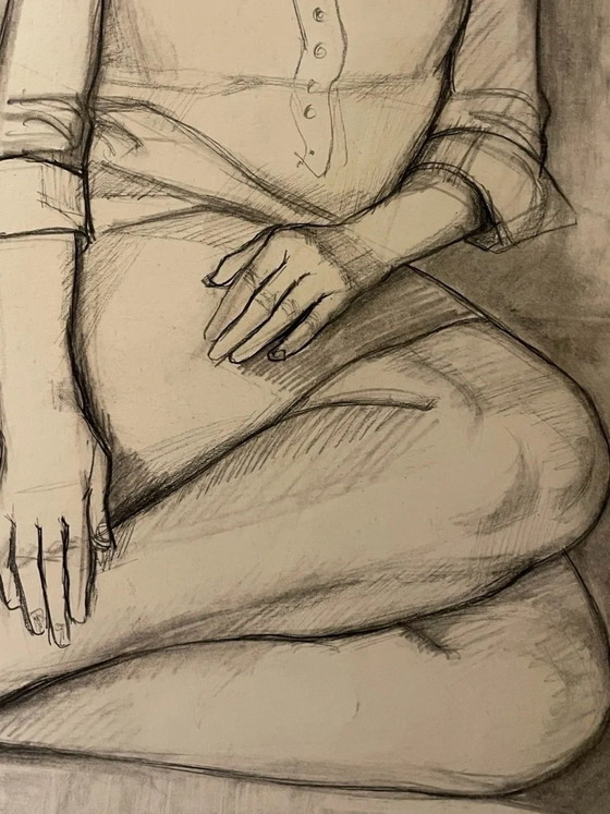 Maurice Stoppani – Wise Young Girl – Dessin Original 1967 – 65x50 cm – Peintures et dessins, Paper (photo 7 of 10)