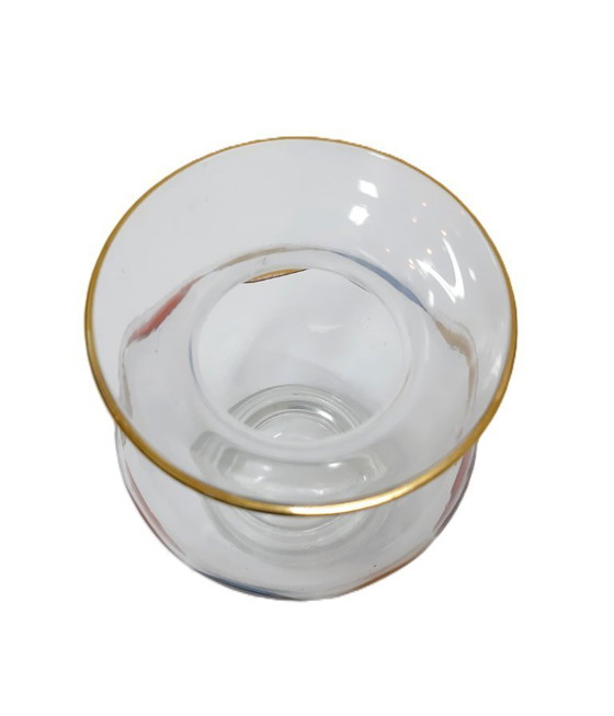 Image 1 of Vaso in vetro trasparente con treccia colorata dipinta