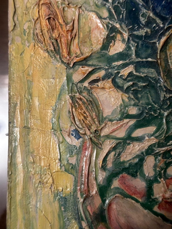 Rose Bouquet with Knife – Oil on Canvas Circa 1950 – Paintings & Drawings, Vintage (photo 5 of 15)