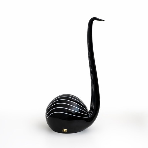 Sculpture en verre de Murano "Cygne noir", conçue par Livio Seguso. Italie, années 1980