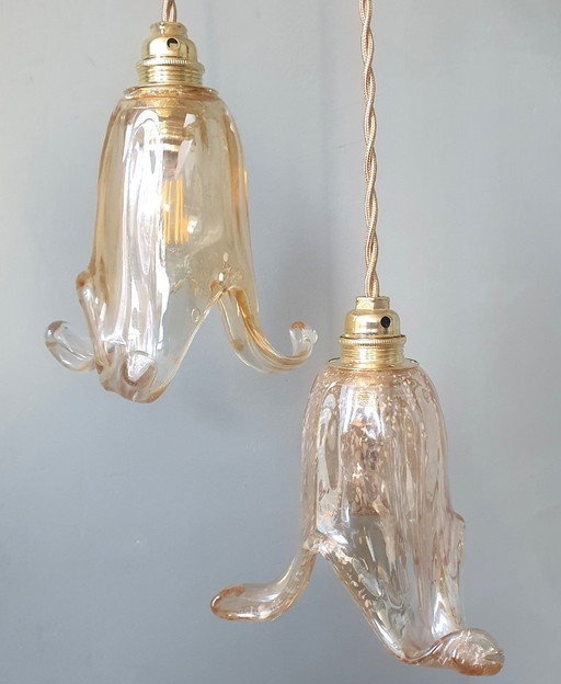 Set aus 2 Vintage-Murano-Pendelleuchten - Italien - Murano