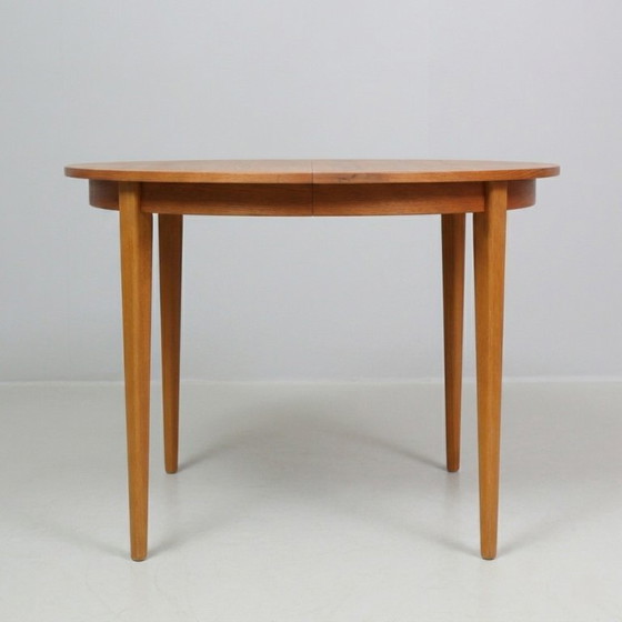 Image 1 of Vintage Scandinavian round teak dining table - 110 cm - 1960s