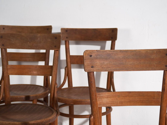 Antique set of Thonet chairs (c.1920). Set of four pieces #1 – Dining chairs (photo 11 of 40)
