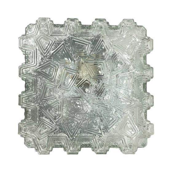 Lámpara de techo cuadrada Hillebrand de los años 70, fabricada en vidrio prensado grueso. – Plafones, Glass (photo 13 of 13)