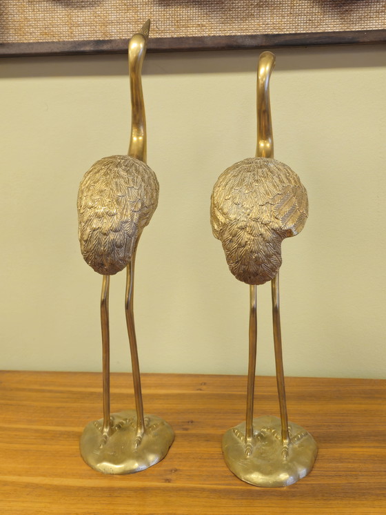 Image 1 of Grandi gru in ottone, uccelli gru, uccelli vintage