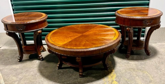 Image 1 of ART 3-delige woonkamertafelset – ronde salontafel met 2 bijzettafels
