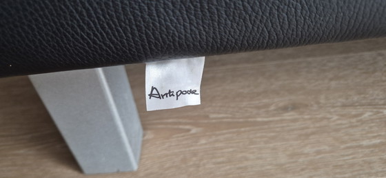 Image 1 of Leolux Antipode black leather 2 and 3 seater sofa