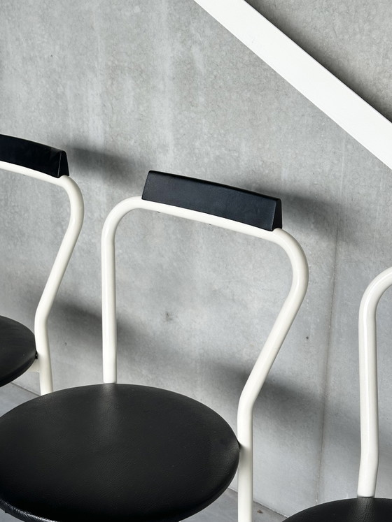 Vintage Postmodern Dining Chairs (4) – Metal, Skai (photo 4 of 7)