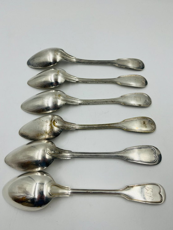 Lot of 6 Silver-Plated Soup Spoons Wiskemann – Cutlery Sets, Metal (photo 10 of 15)